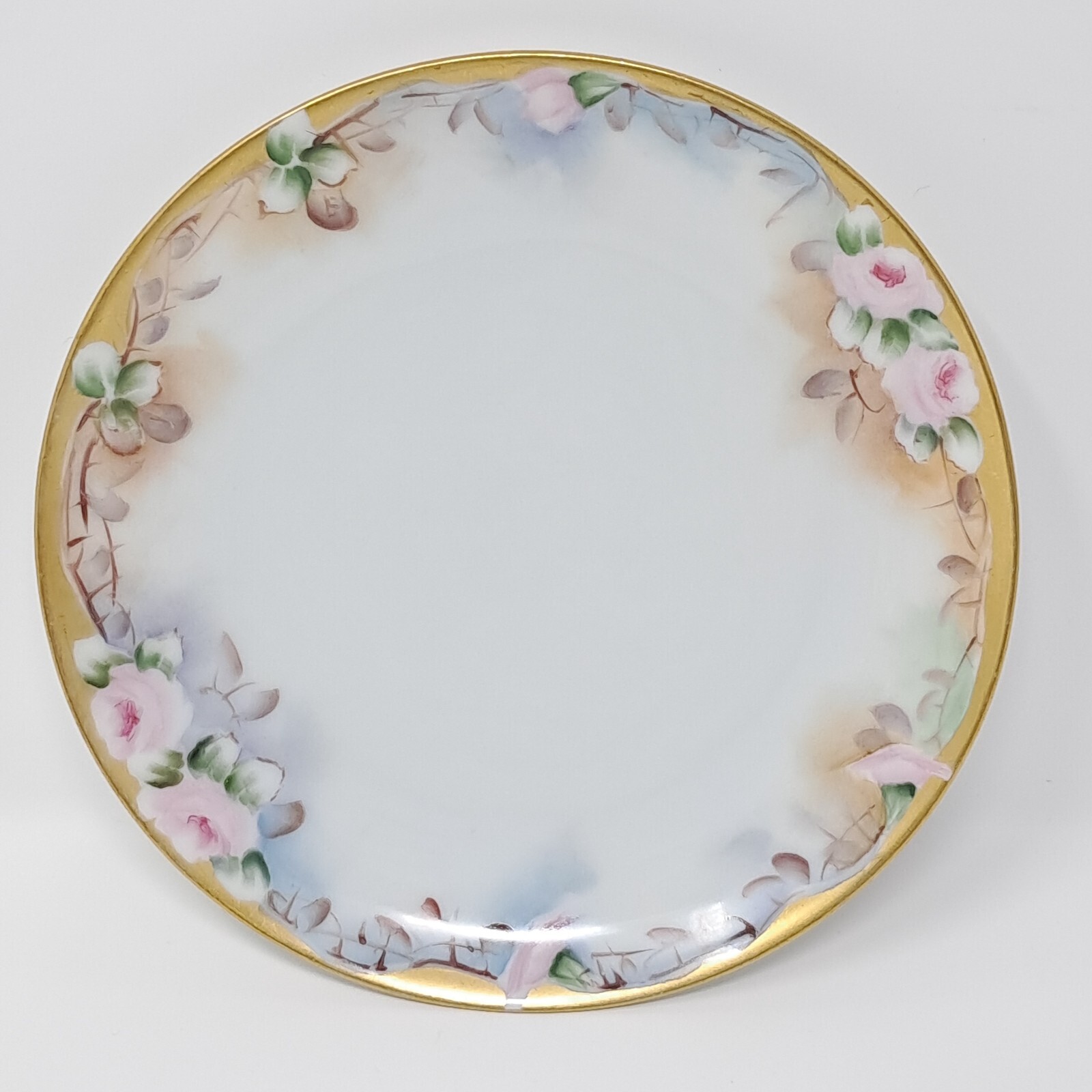 CS Prussia 6″ Porcelain Plate gold rim handpainted florals Antique schlegemilch