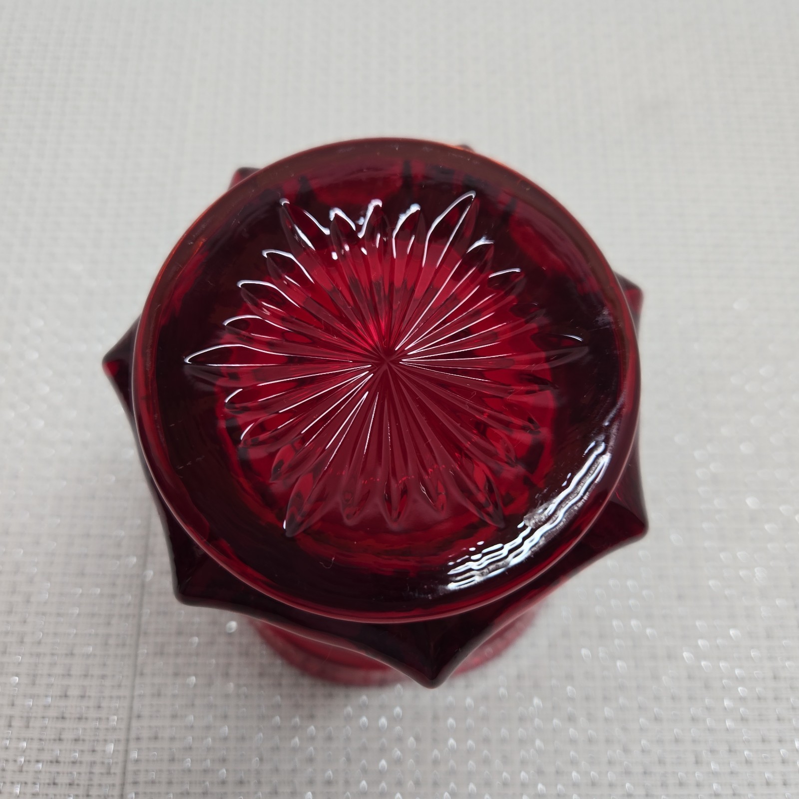 Vintage FOSTORIA Bicentennial Ruby Red Coin Glass Lidded Candy Dish 6.5 in EUC