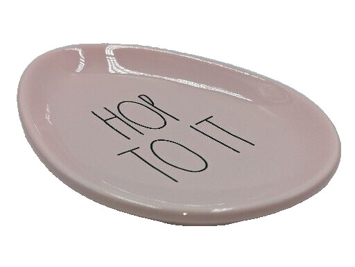 Rae Dunn Magenta Pink Easter Egg Shaped Plate Trinket/Candy Dish HOP TO IT 6 x 8