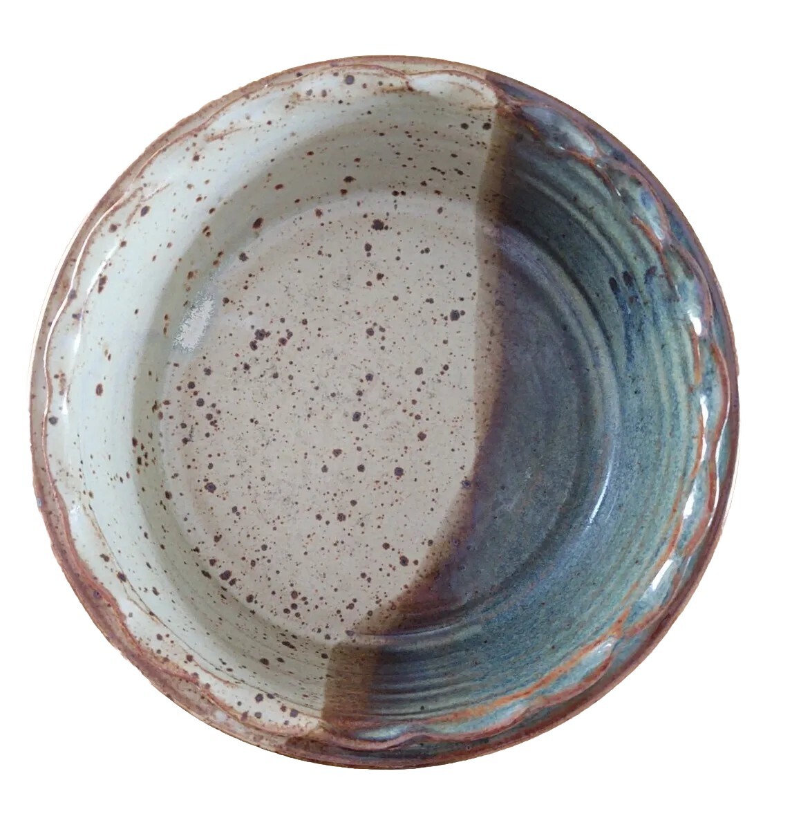 VTG Studio Pottery Earthenware Ceramic Stoneware Bowl Scalloped Edge Signed M-M