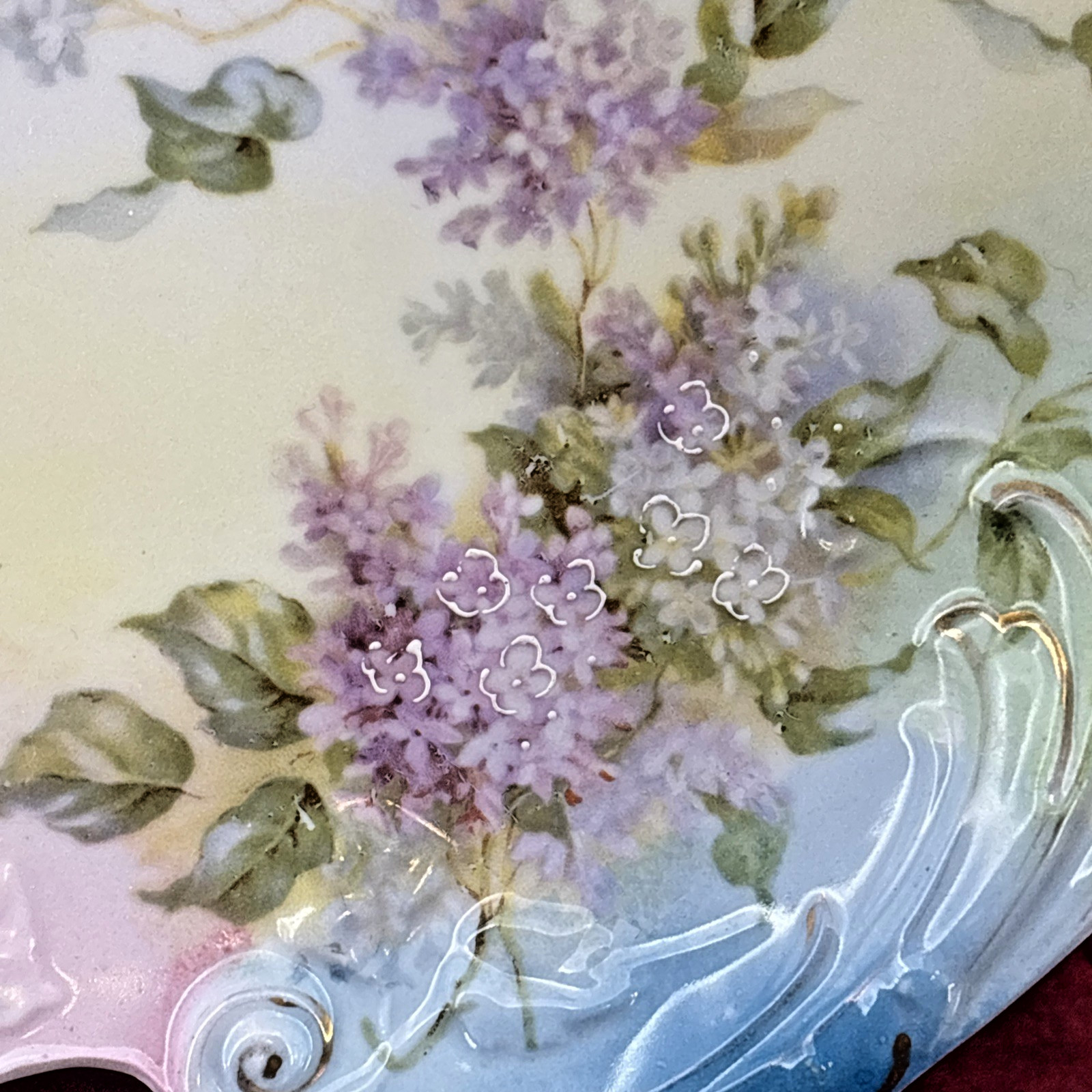 RS Prussia Harvest Mold Porcelain Plate Intricate Cut Outs Swirls Hand Painted
