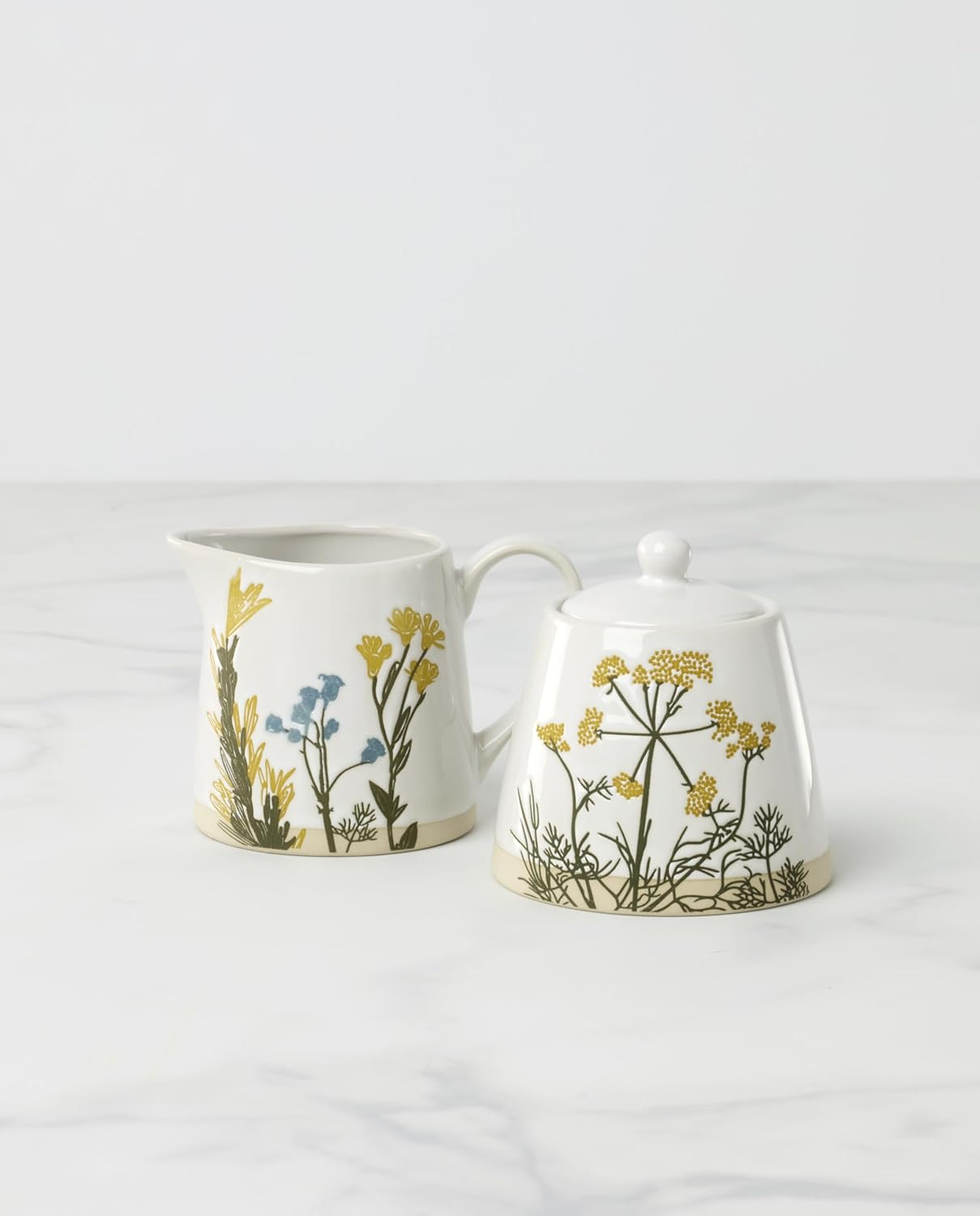 Kitchen and Dining, Wildflowers 2-Piece Sugar and Creamer Set, Stoneware Materia