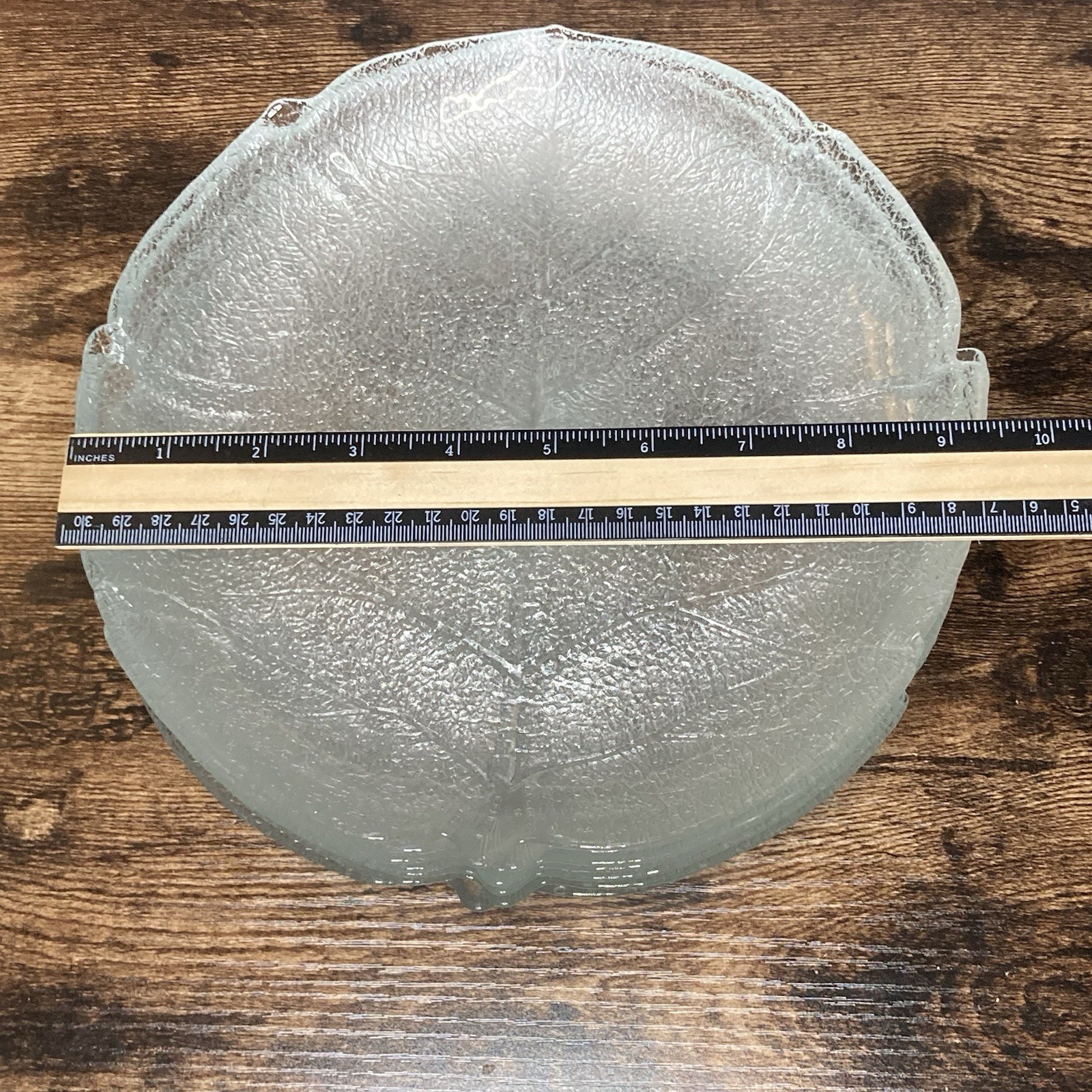 Set of 8 Vintage Arcoroc France Aspen Leaf Clear Tempered Glass Dinner Plates