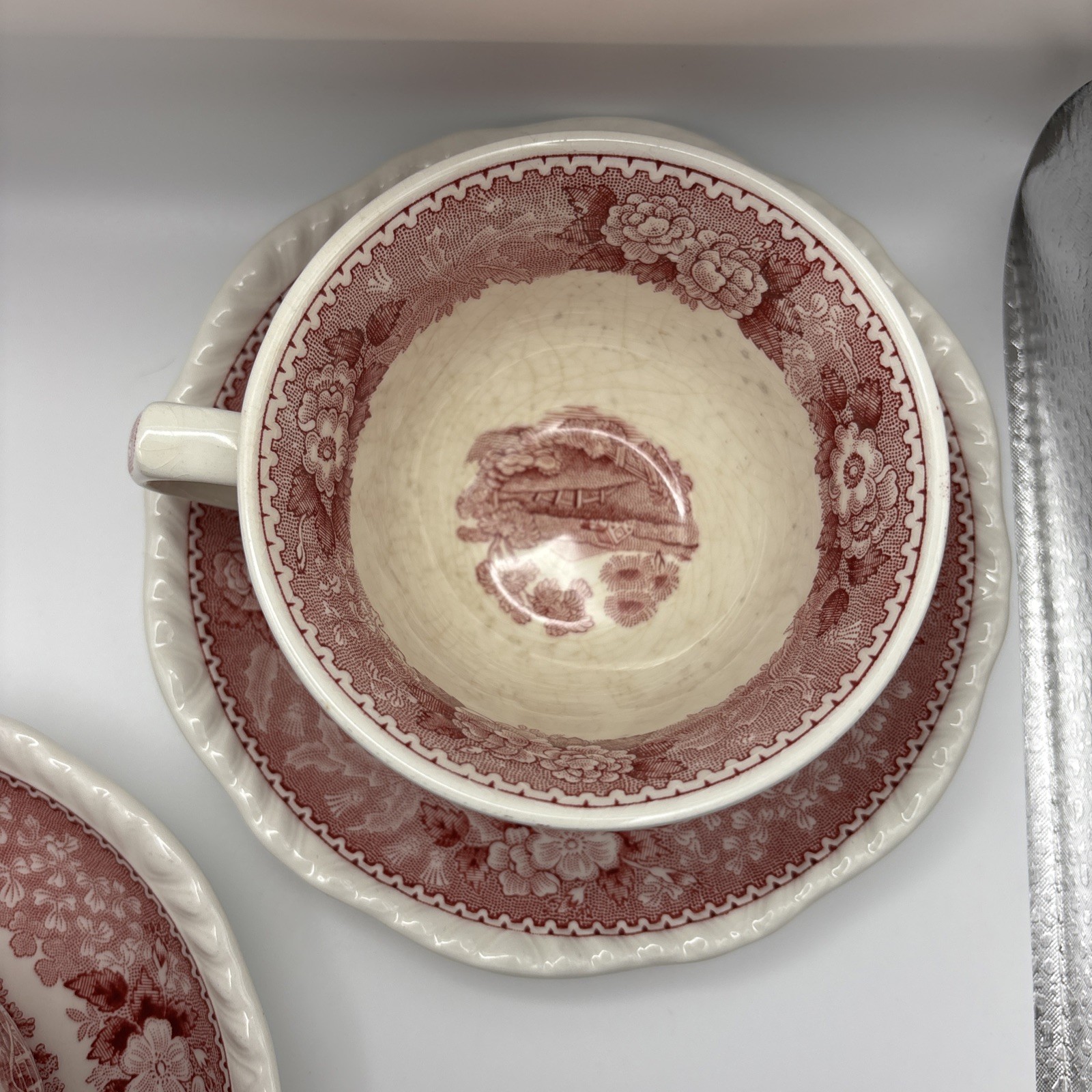 English Adams Set 2 Tea Cup and Saucer Vintage English Scenic England Horse