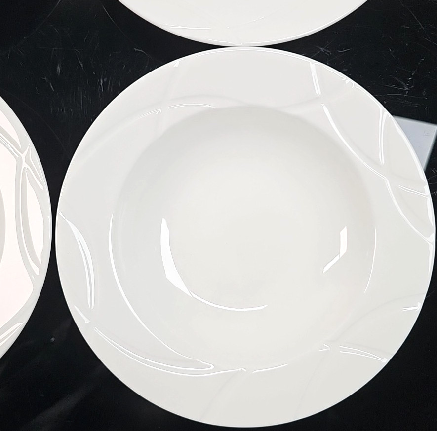 6 Lenox Vibe Rim Soup Pasta Bowl Set White Swirled Elegant Table Dining Dish Lot