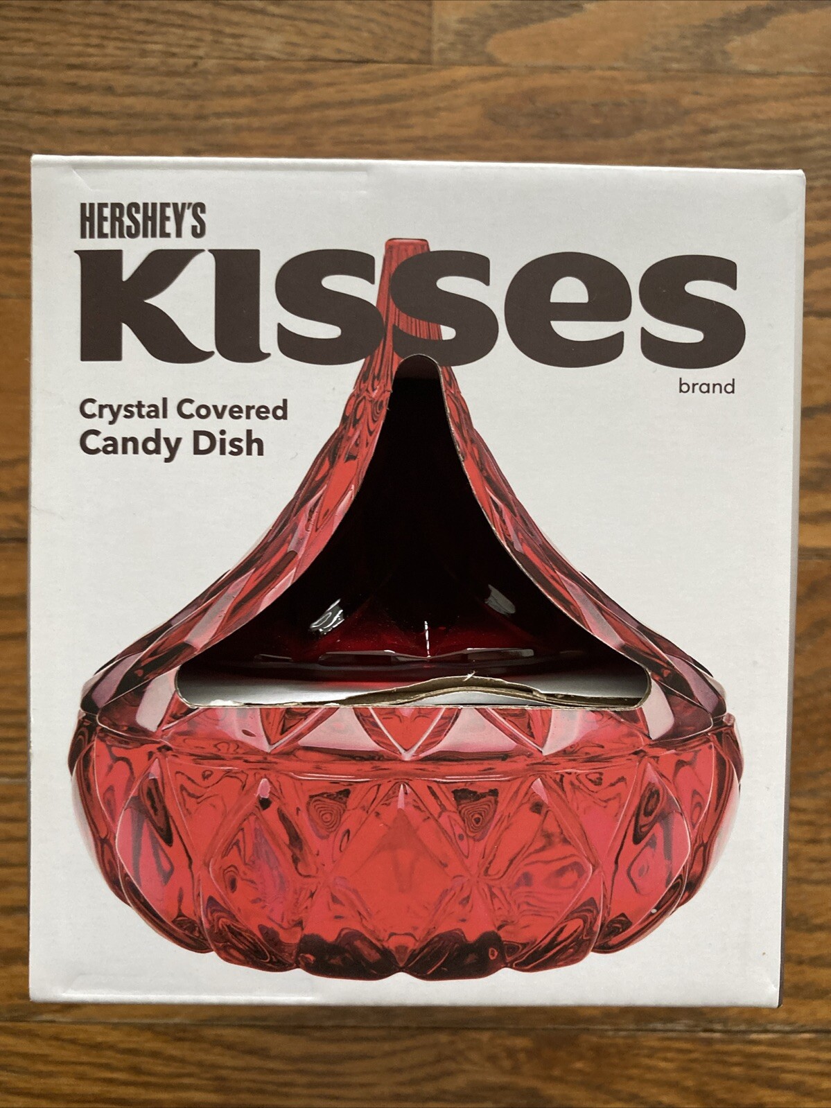 Hershey’s Chocolate Kisses Covered Candy Dish/Bowl Red Crystal Glass