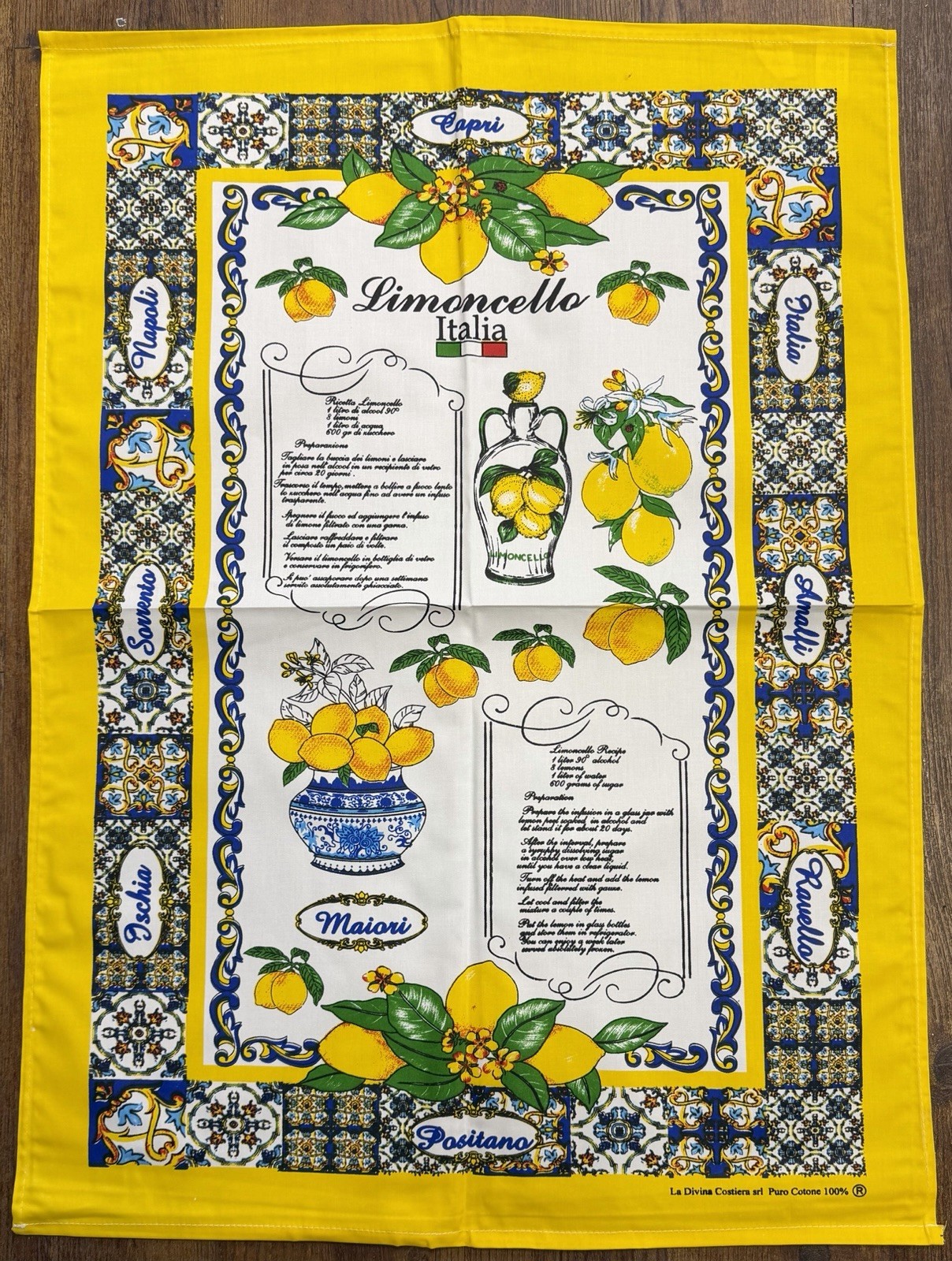 Tea Towel Of Italy 🍋 Limoncello 🍋 100% Pure Cotton 23’’ X 35’’