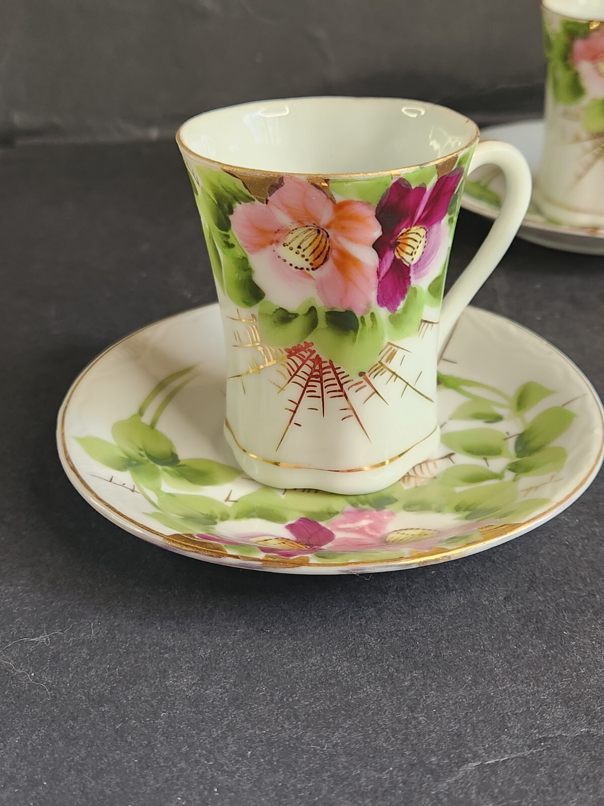 Vintage Floral Teacup Demitasse Cup Japan 3inches