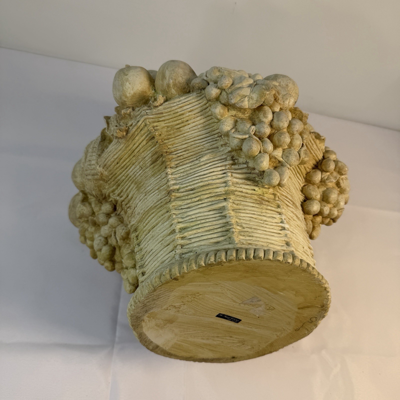 Large Resin Fruit & Flower Basket Centerpiece 12”H Off White Garden Boho Cottage
