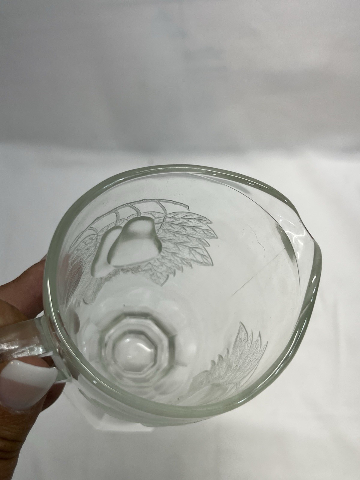 VINTAGE JEANNETTE GLASS CO BALTIMORE PEAR PATTERN CREAM PITCHER 5”1960-1972