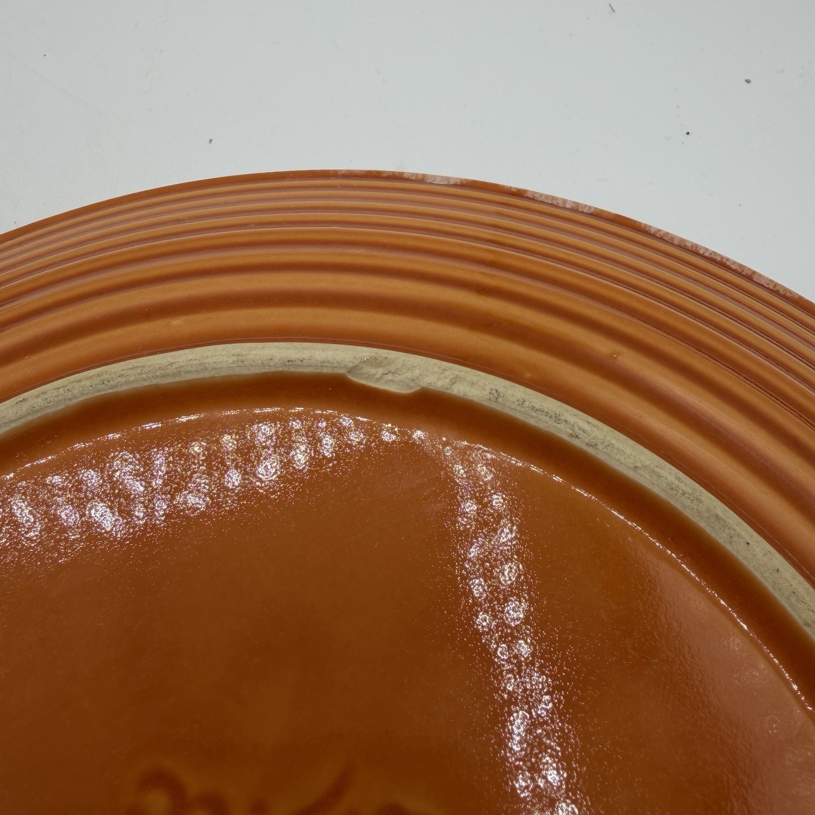 Set of 4 Vintage Hull Tangerine Orange Drip Glaze Dinner Plates 10.5″ Round USA