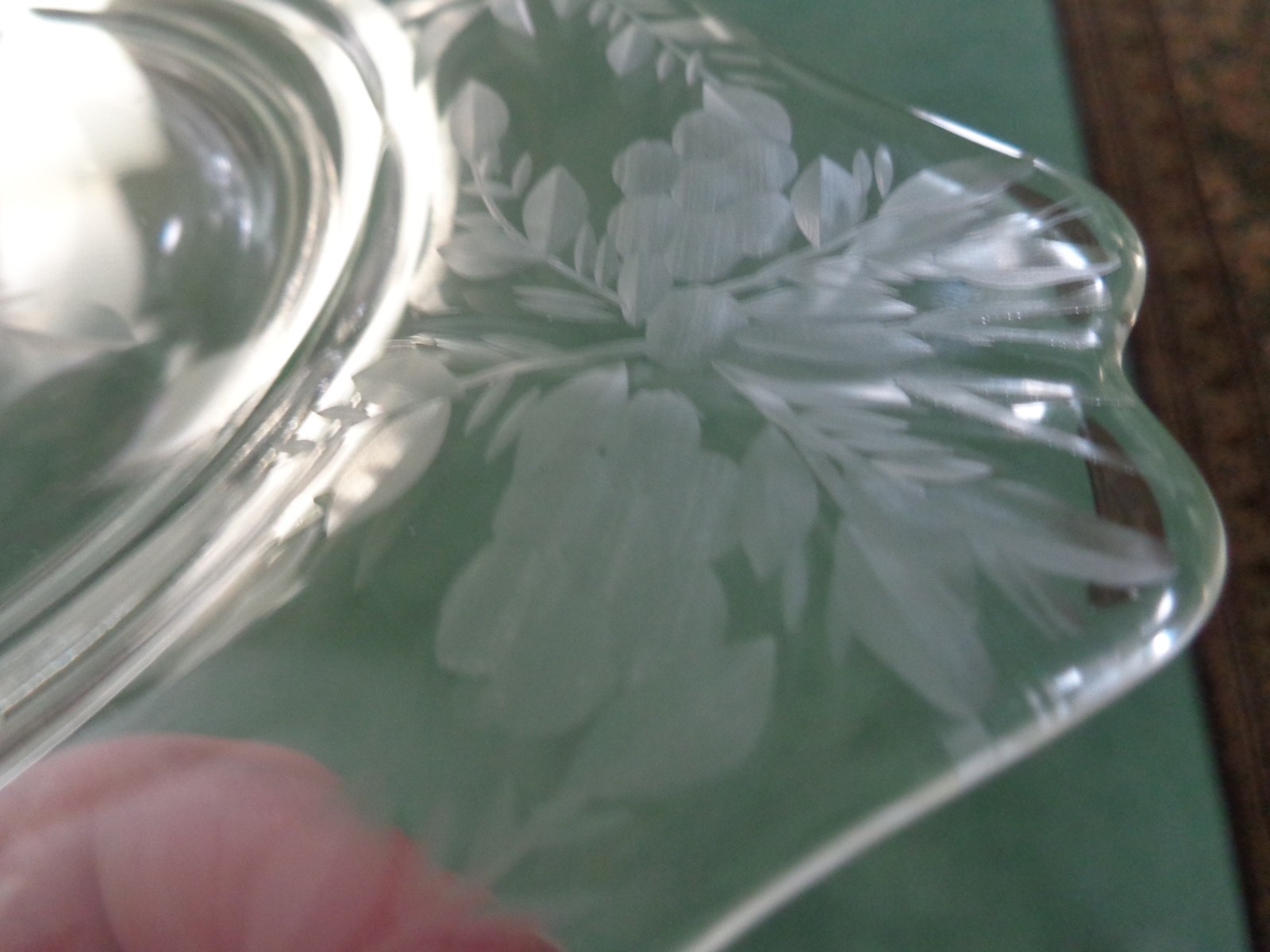 6 VINTAGE FOSTORIA ETCHED CRYSTAL SALAD/LUNCHEON PLATES