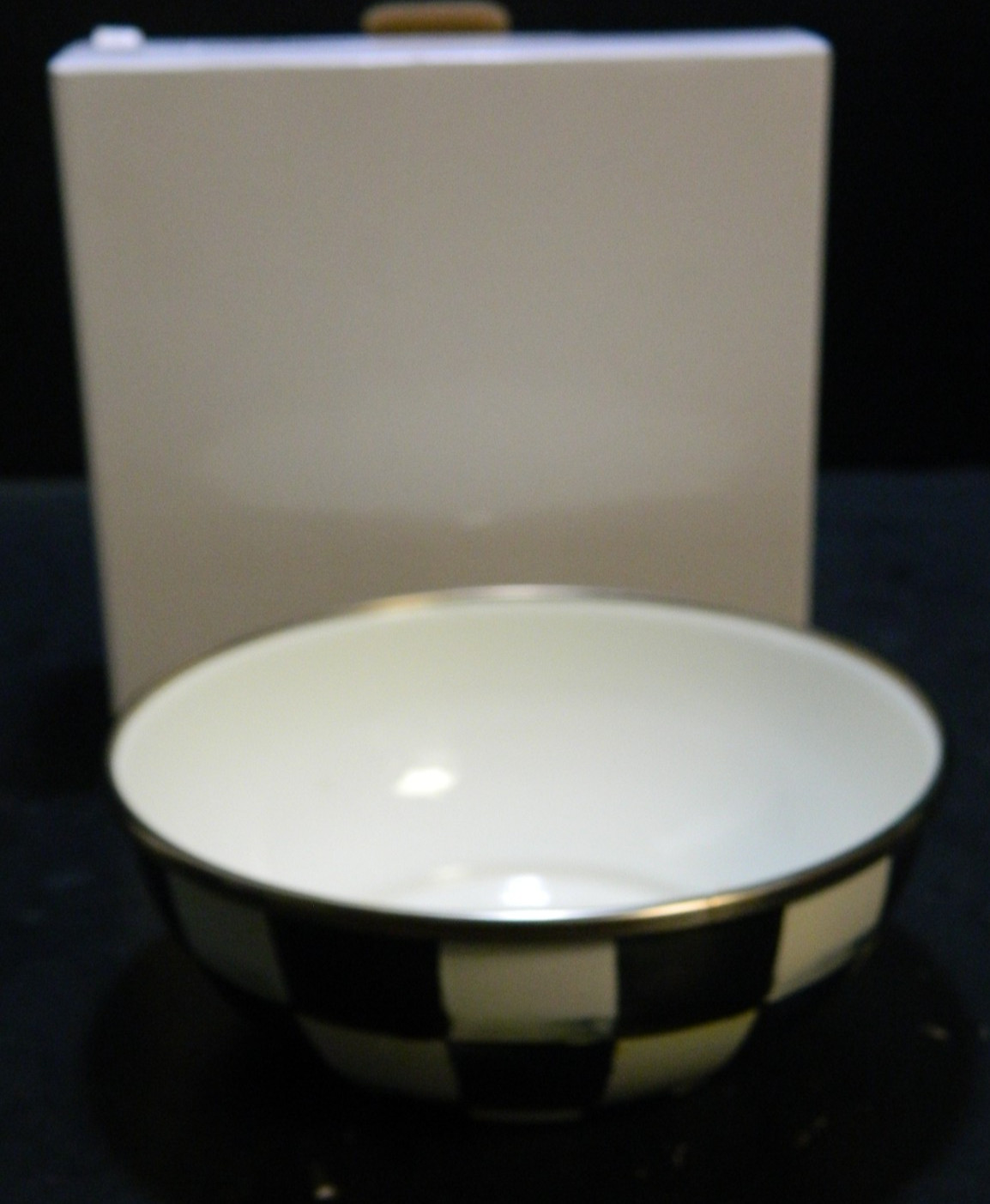 Mackenzie Childs Courtly Check Enameled Round Bowl 2.13″ x 5.94″ x 5.94″ NIB