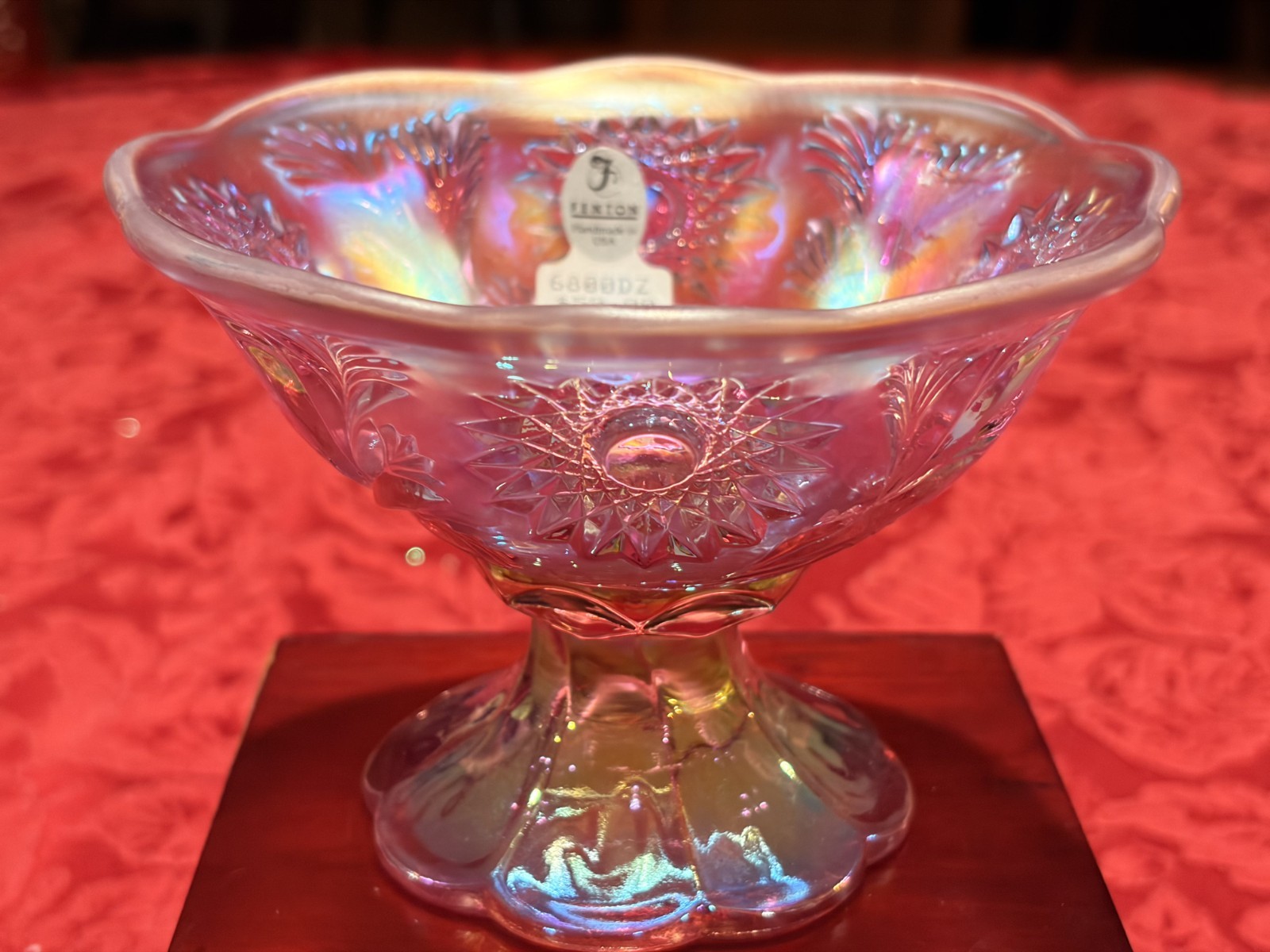 RARE Vtg Fenton Dusty Rose Pink Carnival Glass Miniature Punch Bowl Set/4 Cups