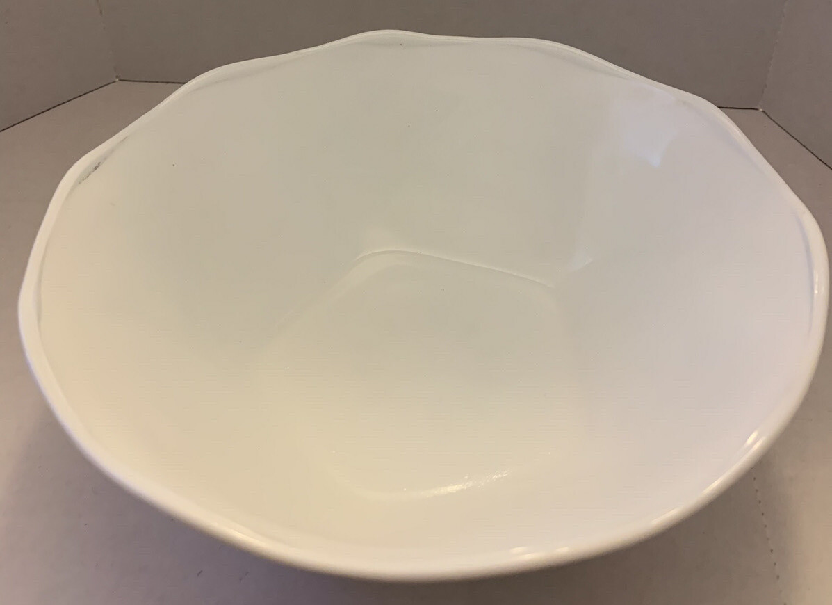 Vintage Indiana Glass Milk Glass Five Sided Bowl w/ Imprinted Daisies