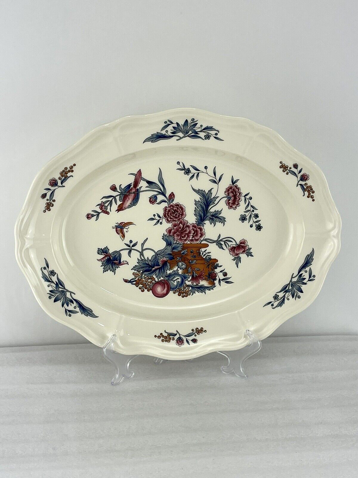 Wedgwood Williamsburg Potpourri~( 1 ) Floral Oval Serving Platter 15.5 x 12″ EUC