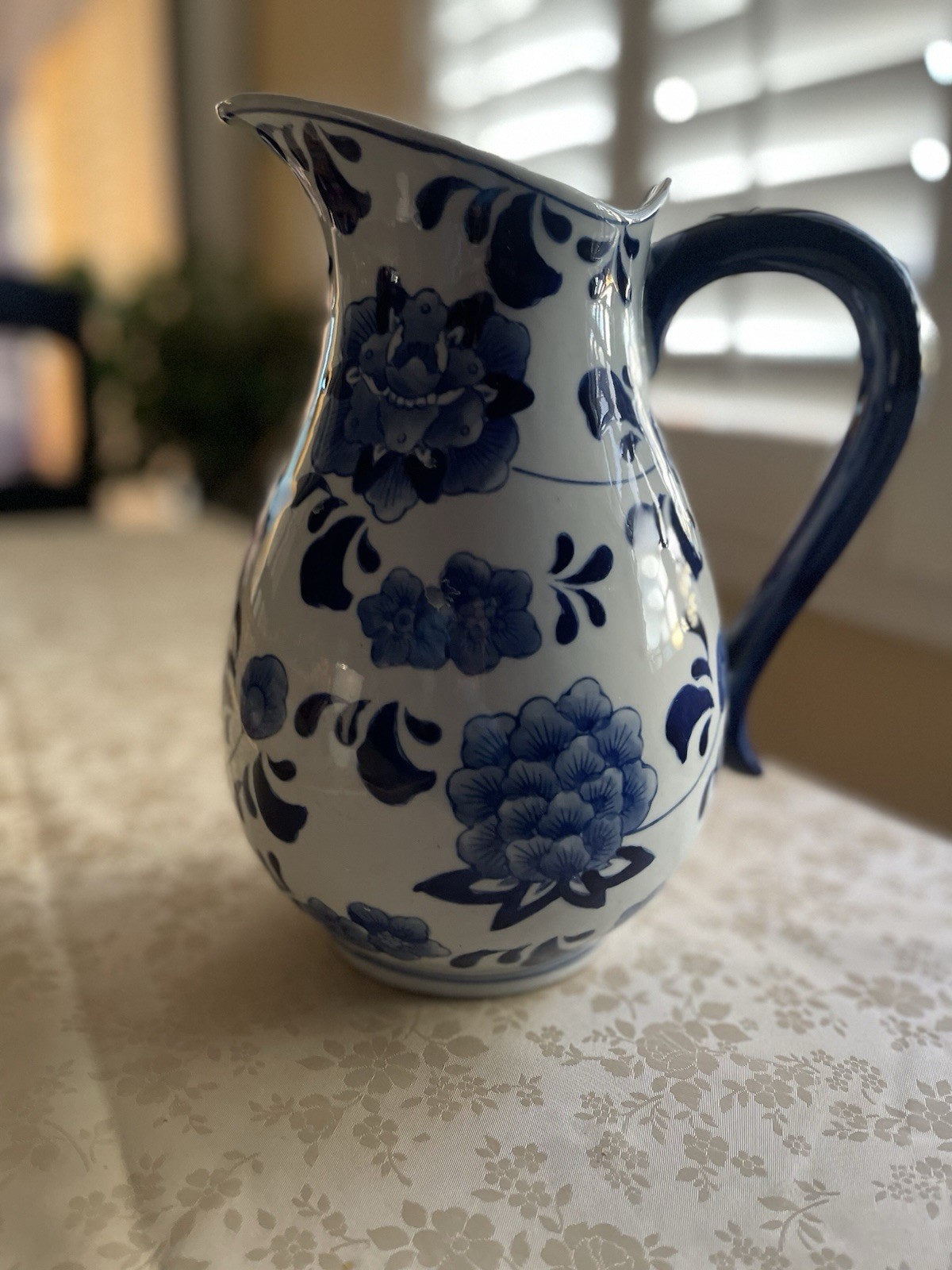 Vintage Blue and White Pitcher / Vase