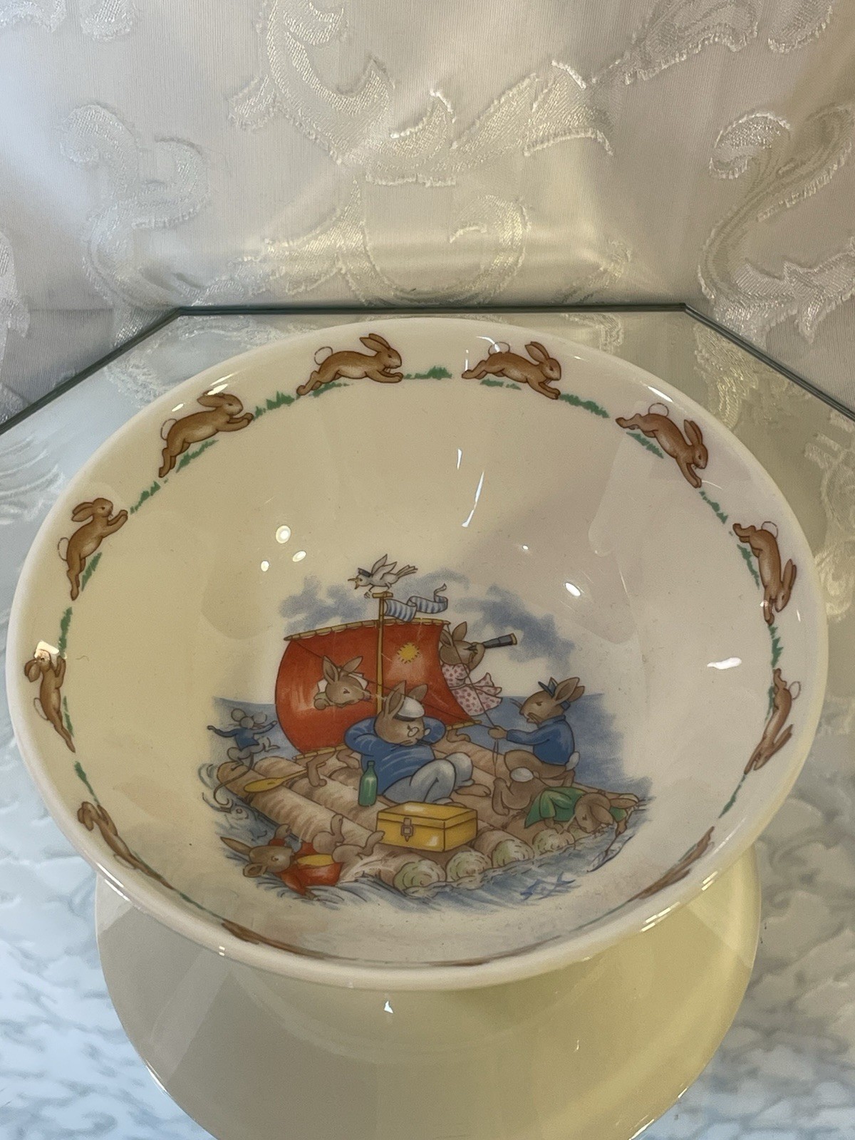 1936 Royal Doulton Bunnykins Bone China Easter Children Bowl And Cup Set England