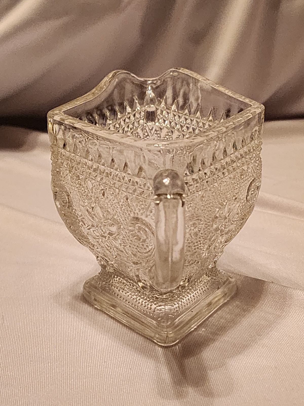 Vintage Indiana Glass Creamer. Tiara Pattern Diamond Shape Creamer/Sauce Boat
