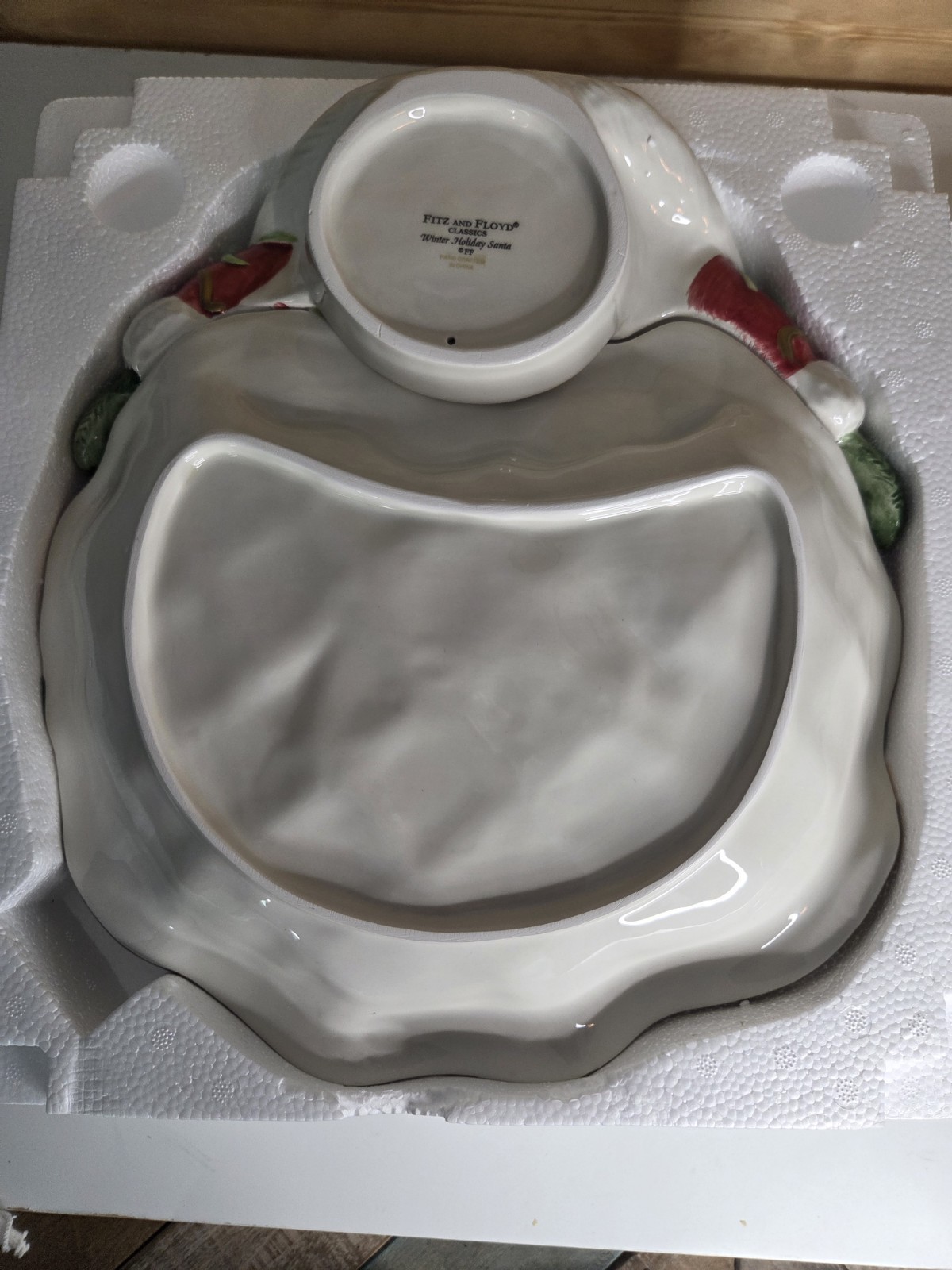 Fitz And Floyd Holiday Home Santa Server Serving Bowl Platter Vintage XLarge