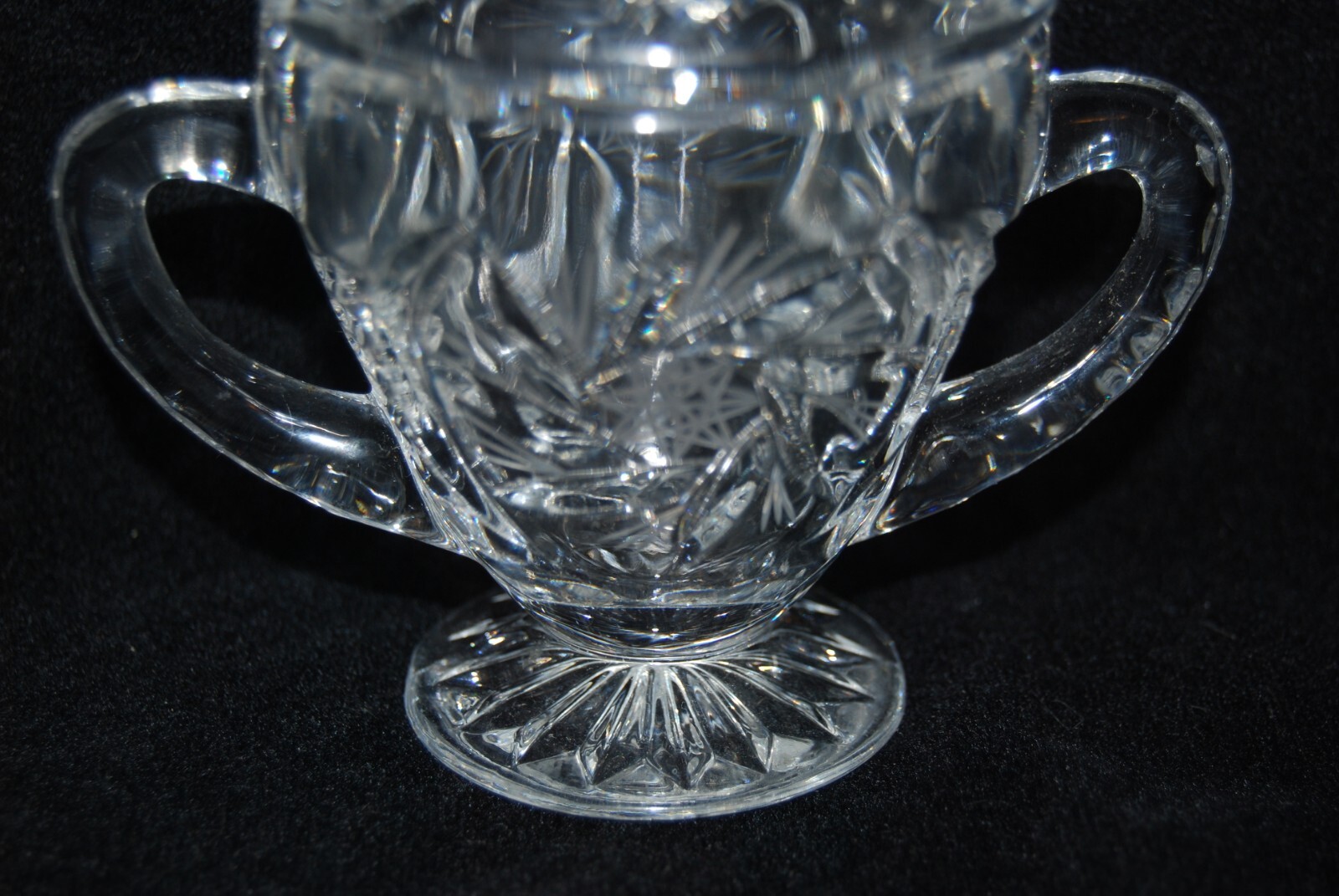 Vintage Crystal Hand Cut Glass Lidded Sugar Bowl and Creamer Set Elegant Dining