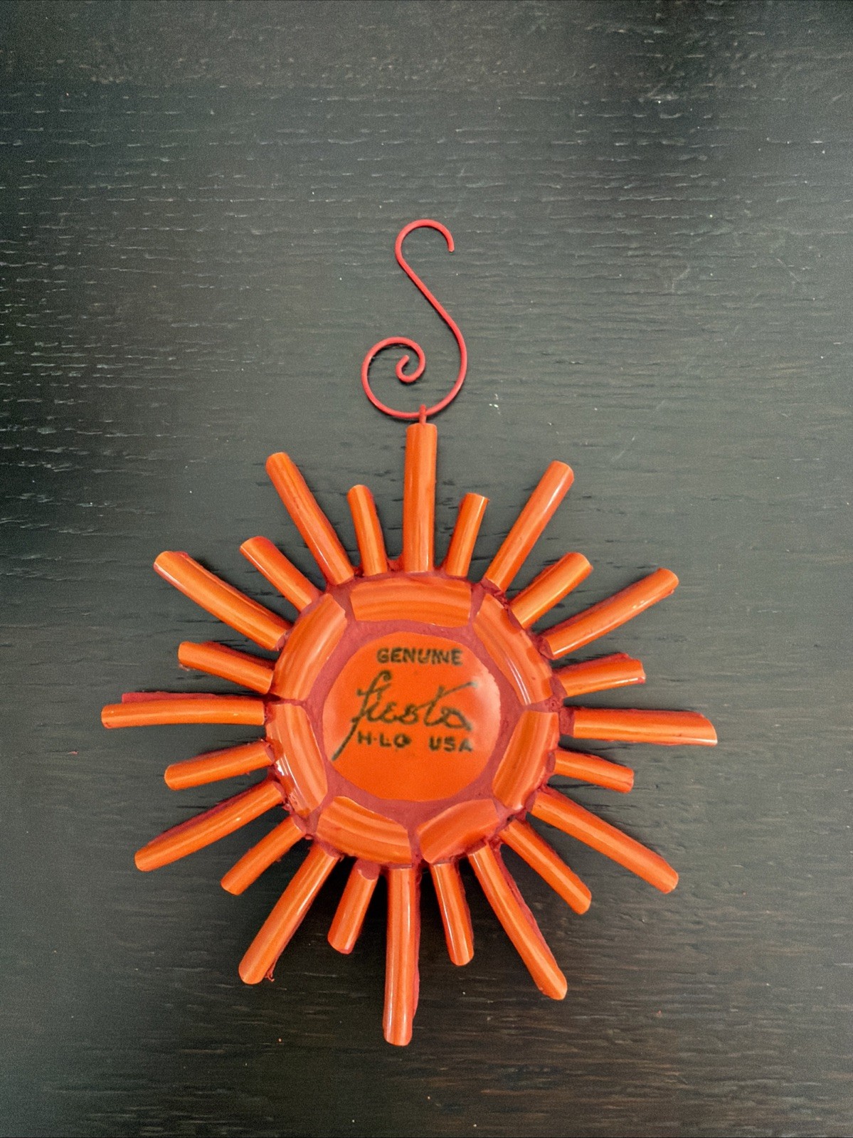 FIESTA WARE * SUN ☀️ Christmas Ornament HANDMADE USA with Vintage Red ( ORANGE)