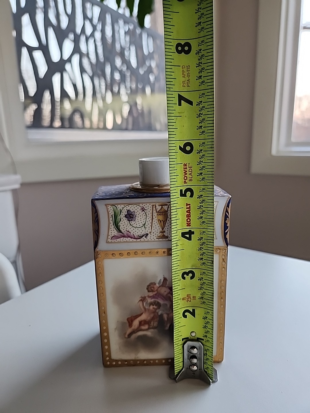 Antique Porcelain Tea Caddy c. 1790–1820 Hand Painted Putti Neoclassical Contine