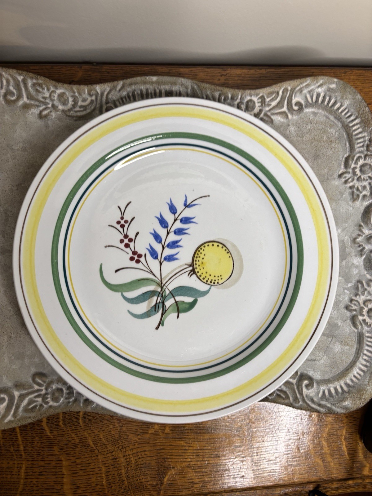 Set Of 3 Arabia Finland Wildflower Plate Hand Painted 9.25″ Vtg Scandinavian