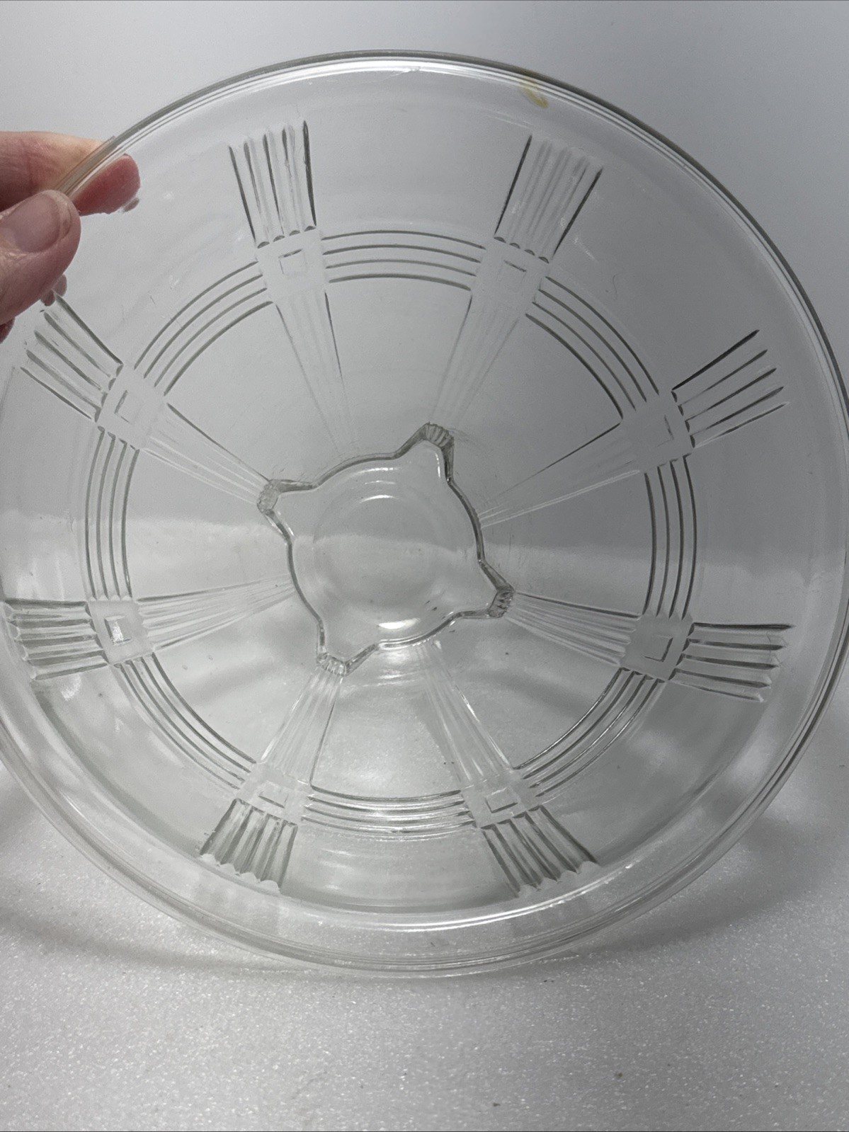 Vintage HAZEL ATLAS Clear Mixing Bowl Criss Cross Rolled Rim Lot 0f 2