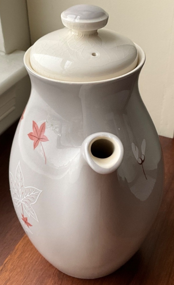 Royal Doulton Angel Wings Coffee Pot-Brown & White Design On Gray Body 1955-1963