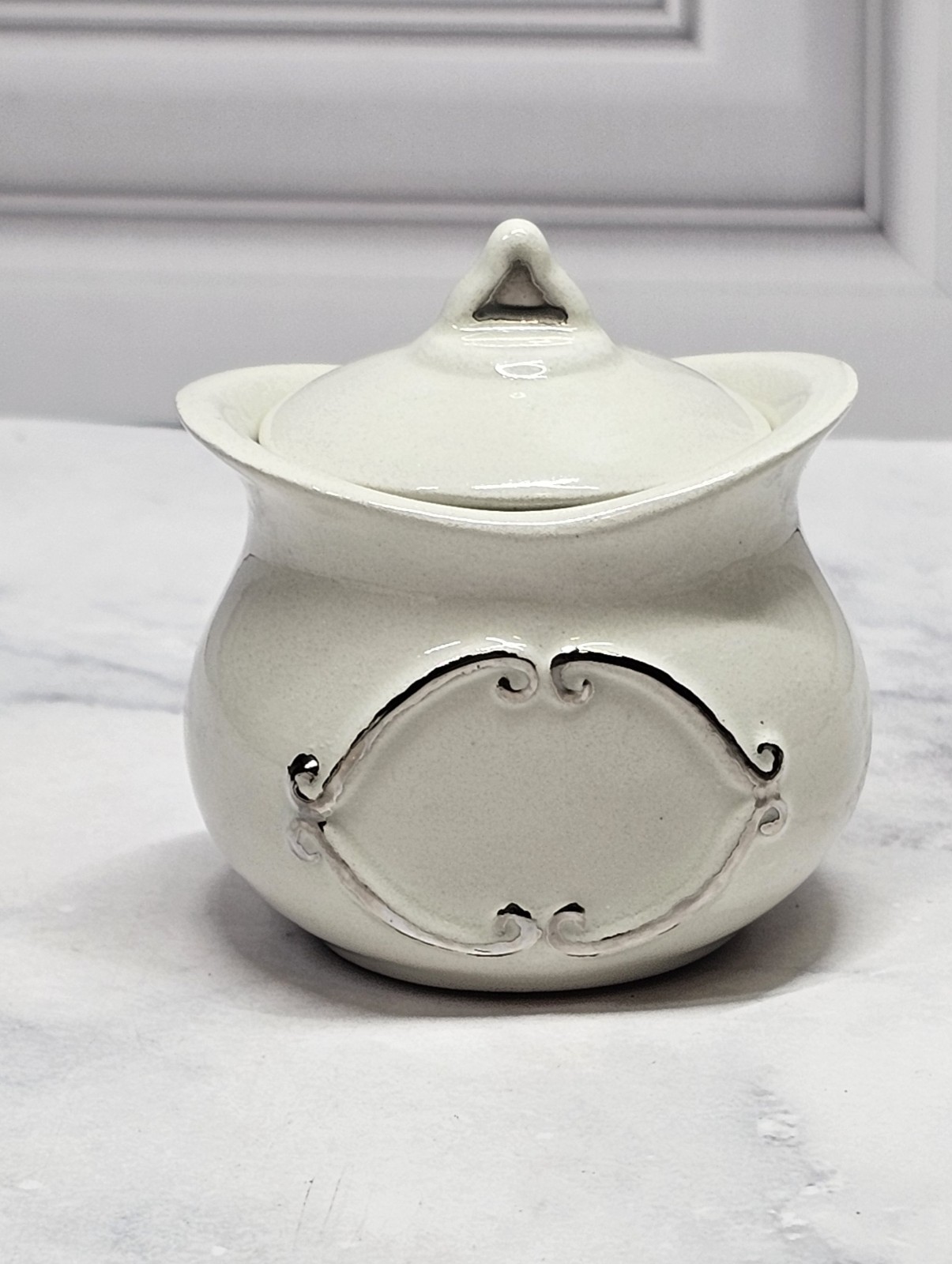 Vintage Studio Pottery Creamer And Sugar Bowl Set With Serving Trays Porcelain