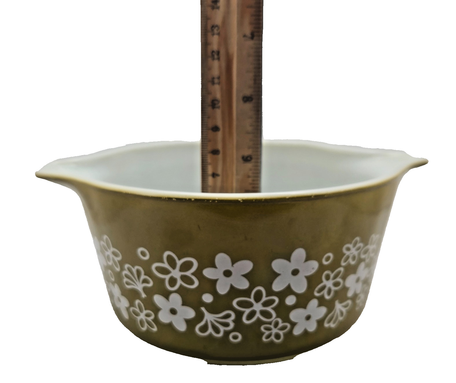 Vintage Pyrex 473 Spring Blossom Green Crazy Daisy 1 Qt Casserole Dish No Lid