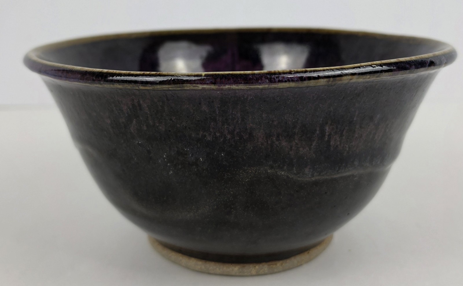 Large Studio Pottery Ceramic Bowl Blue Purple Drip Glaze 8 1/2 In Diameter