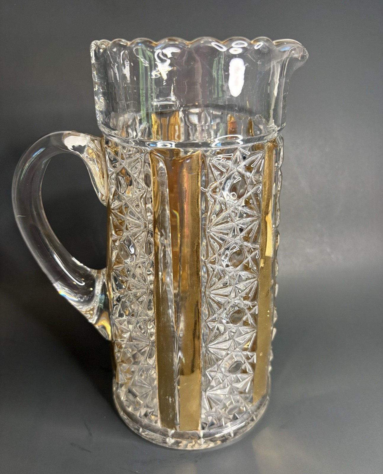 Antique EAPG Duncan Miller Clover #58 Pitcher & 4 Tumblers Set c1905 Glass
