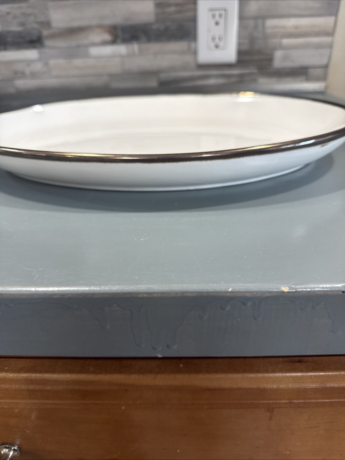 Threshold White Platter W Gold Trim, 15” Christmas