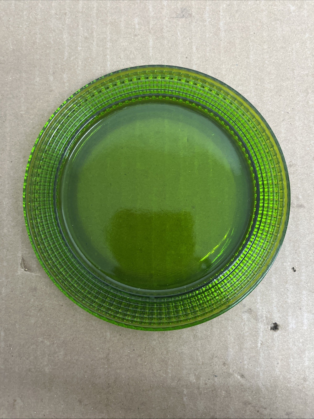 Small Glass Lime Green Plate 5 1/2 Inches