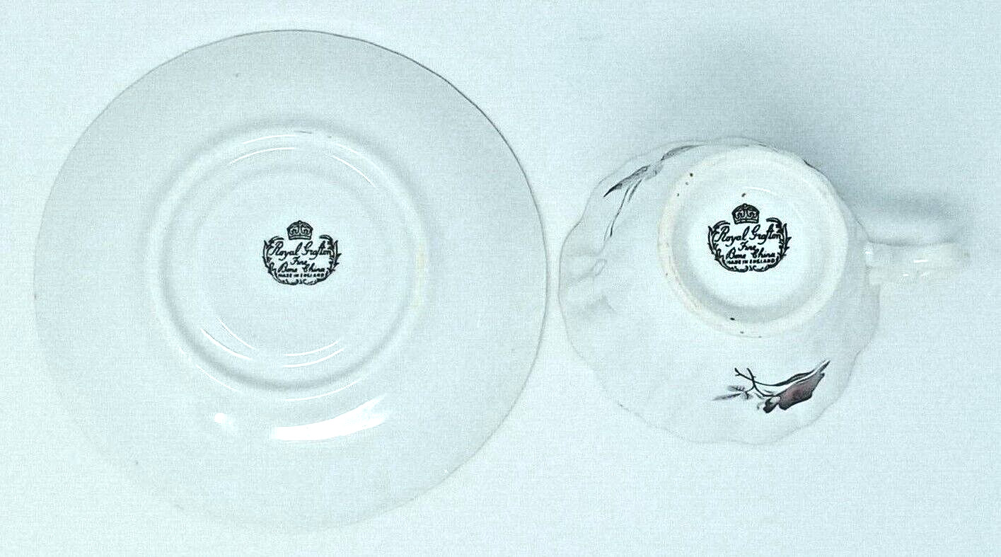 Royal Grafton Tea or Coffee Cup Saucer Black Rose Set Bone China Made in England