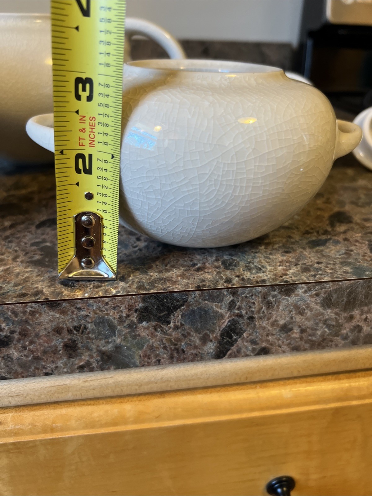 Jars France Bris/ Beige Crackle Basique Quartz Teapot, Sugar Bowl & Creamer