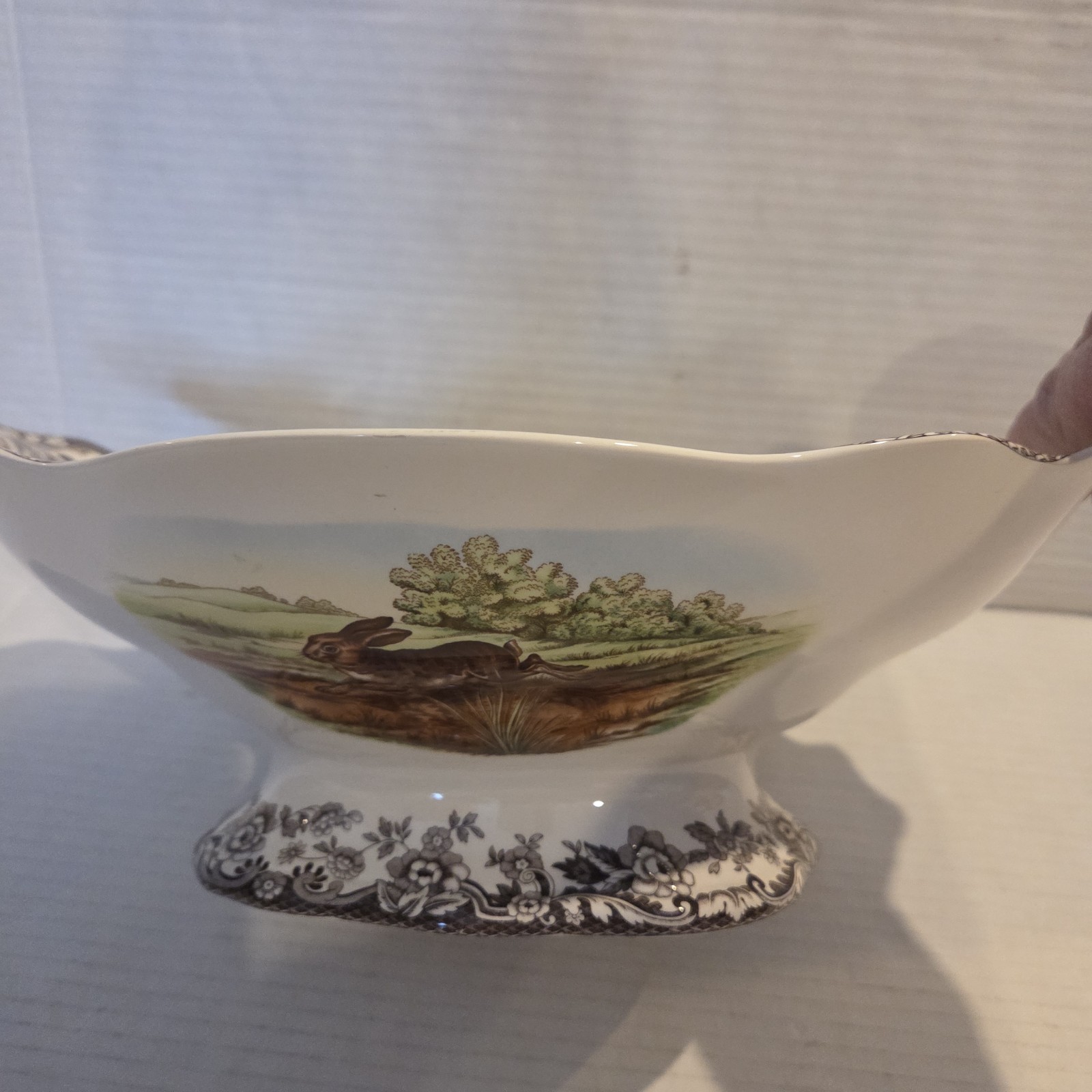 Spode Woodland Bunny Rabbit Footed Centerpiece Oval Dish Serving Easter EASTER