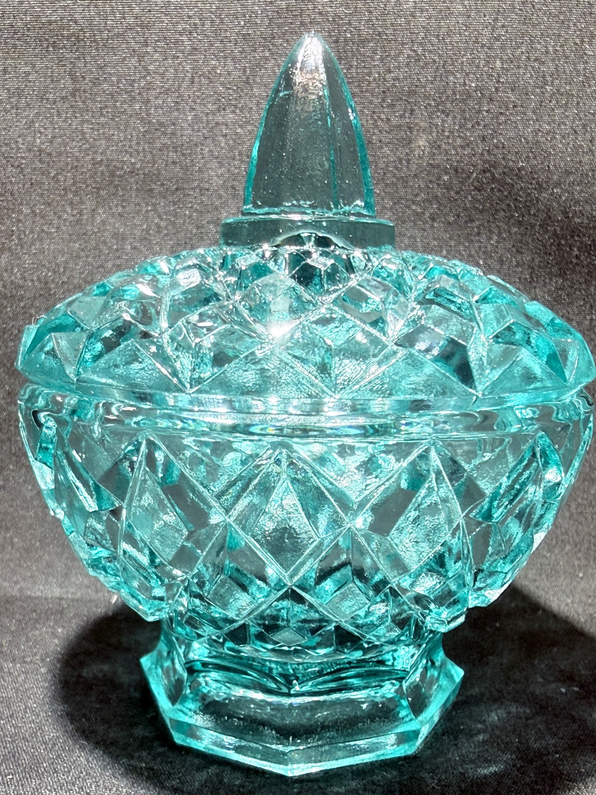 Teal Green Vaseline Uranium glass covered candy dish coffee sugar jar bowl pink