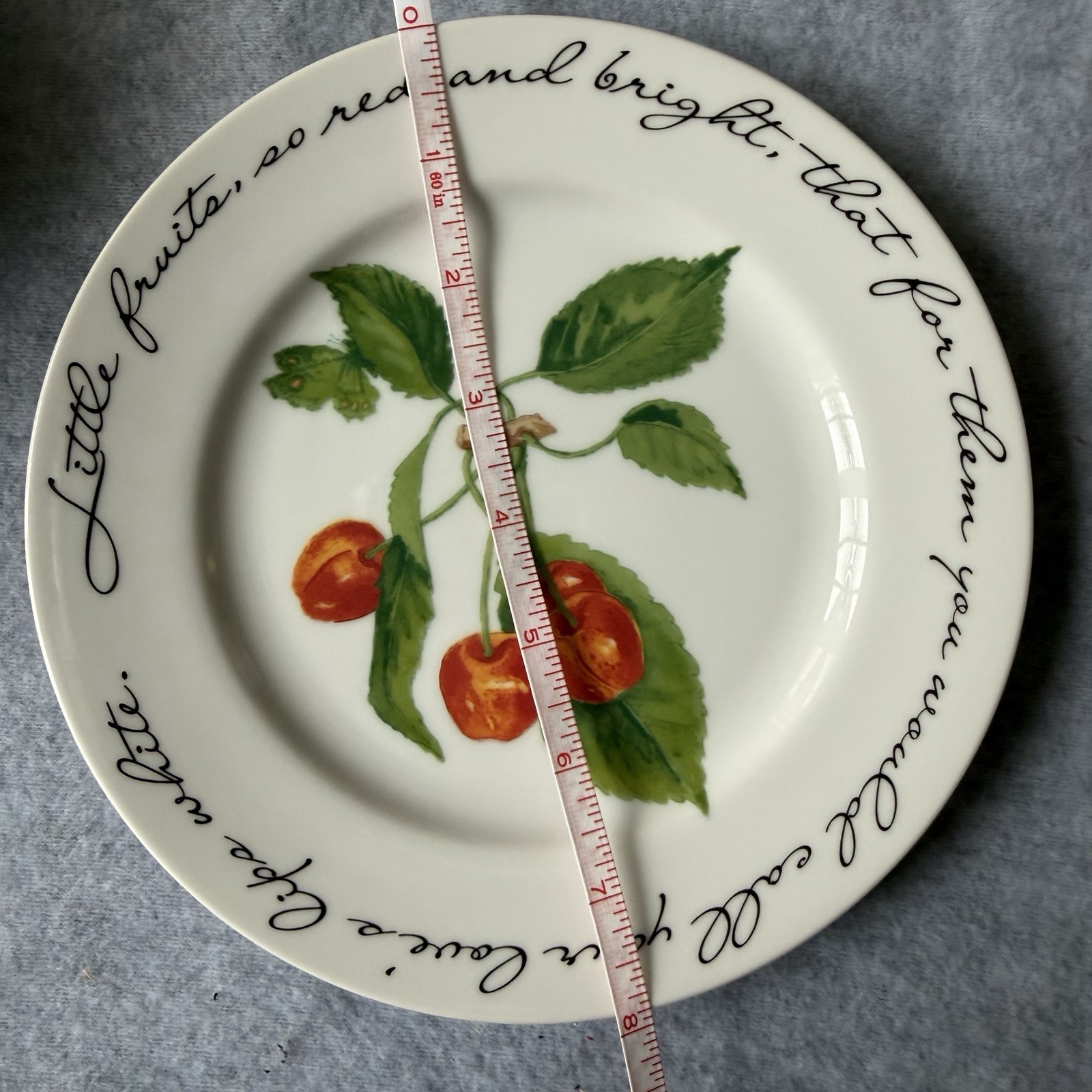 Williams-Sonoma Orchard Suite Cherries Japan Plate Wall Decor Poem John Donne 8”