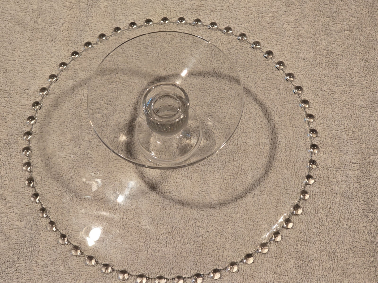 Vtg Imperial Glass Candlewick Pedestal Cake Stand Clear 10.25″ Mint No Chips