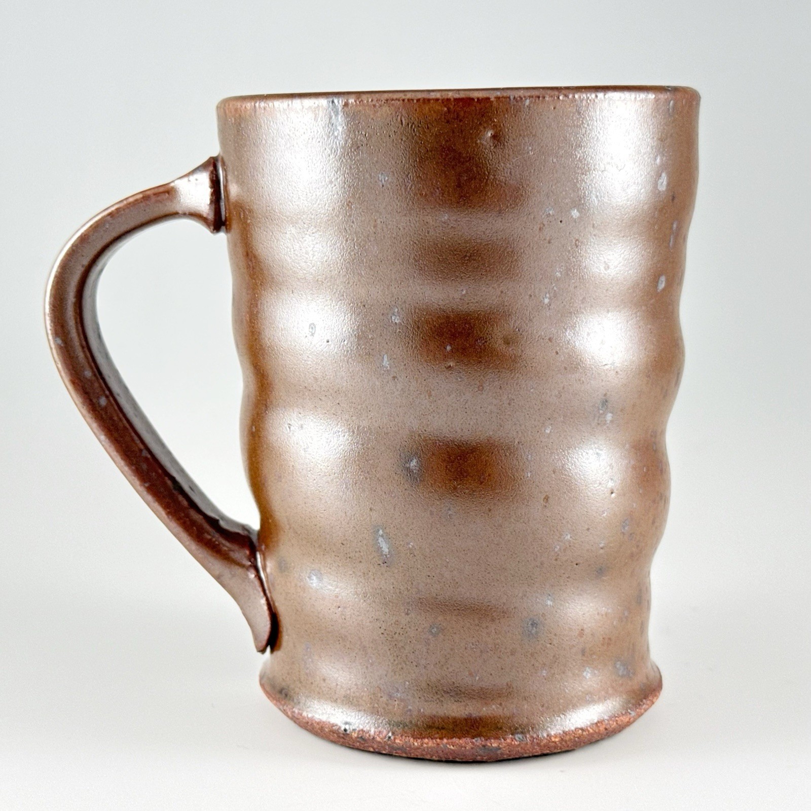 Vtg McP Stoneware Pottery Mug, 16oz Ceramic Coffee Cup Iron Oxide Metallic Brown