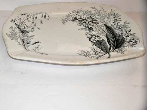 ASHWORTH BROS. 13 3/4″ BLACK TRANSFERWARE VICTORIA IRONSTONE PLATTER USED BIN!