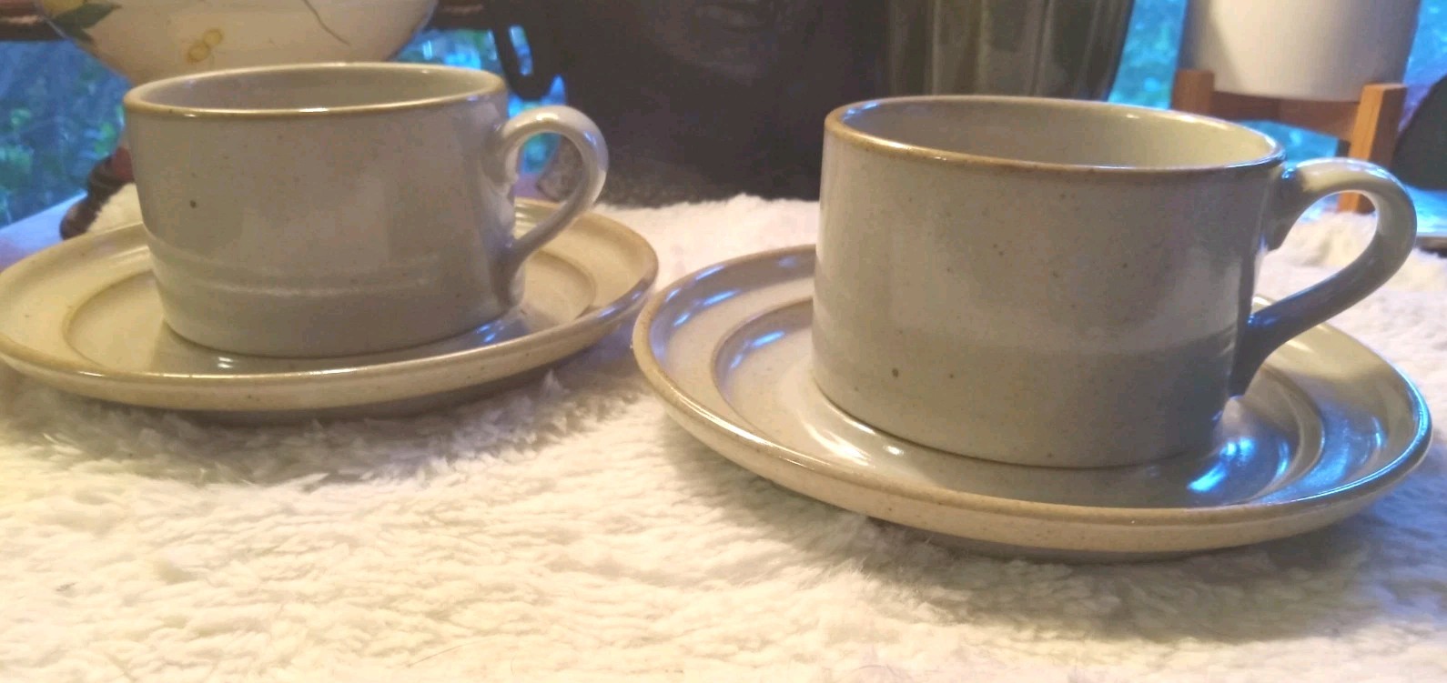 Vintage 70s Dansk Sugar Sand Niels Refsgaard Brown Mist Japan Cups & Saucers (2)