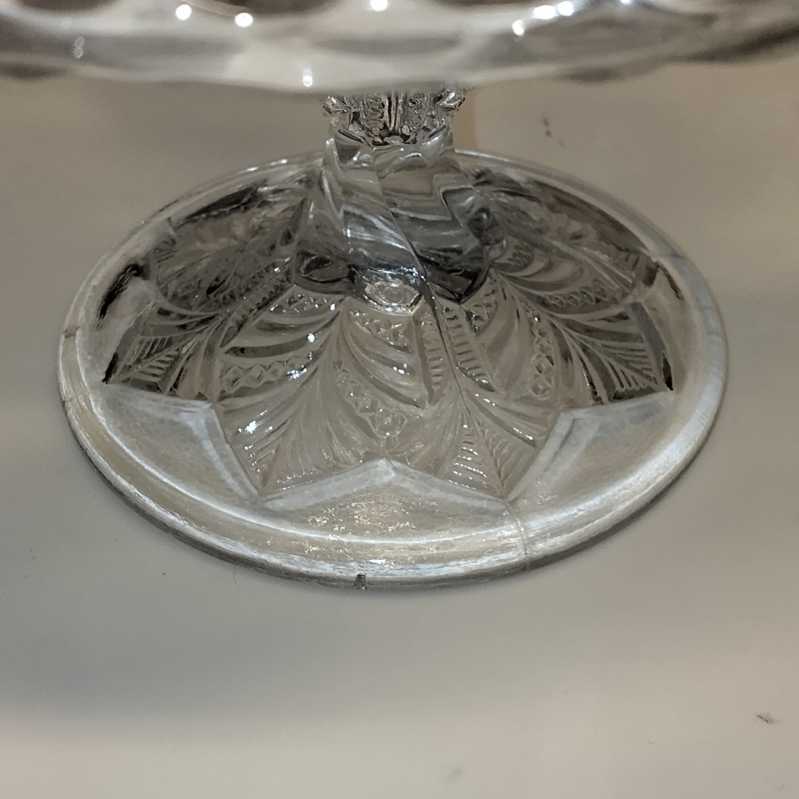 EAPG Bryce Higbee & Co Bonair Palm Leaf Fan 9″ X 4.5″ Footed Cake Stand 1903 UV