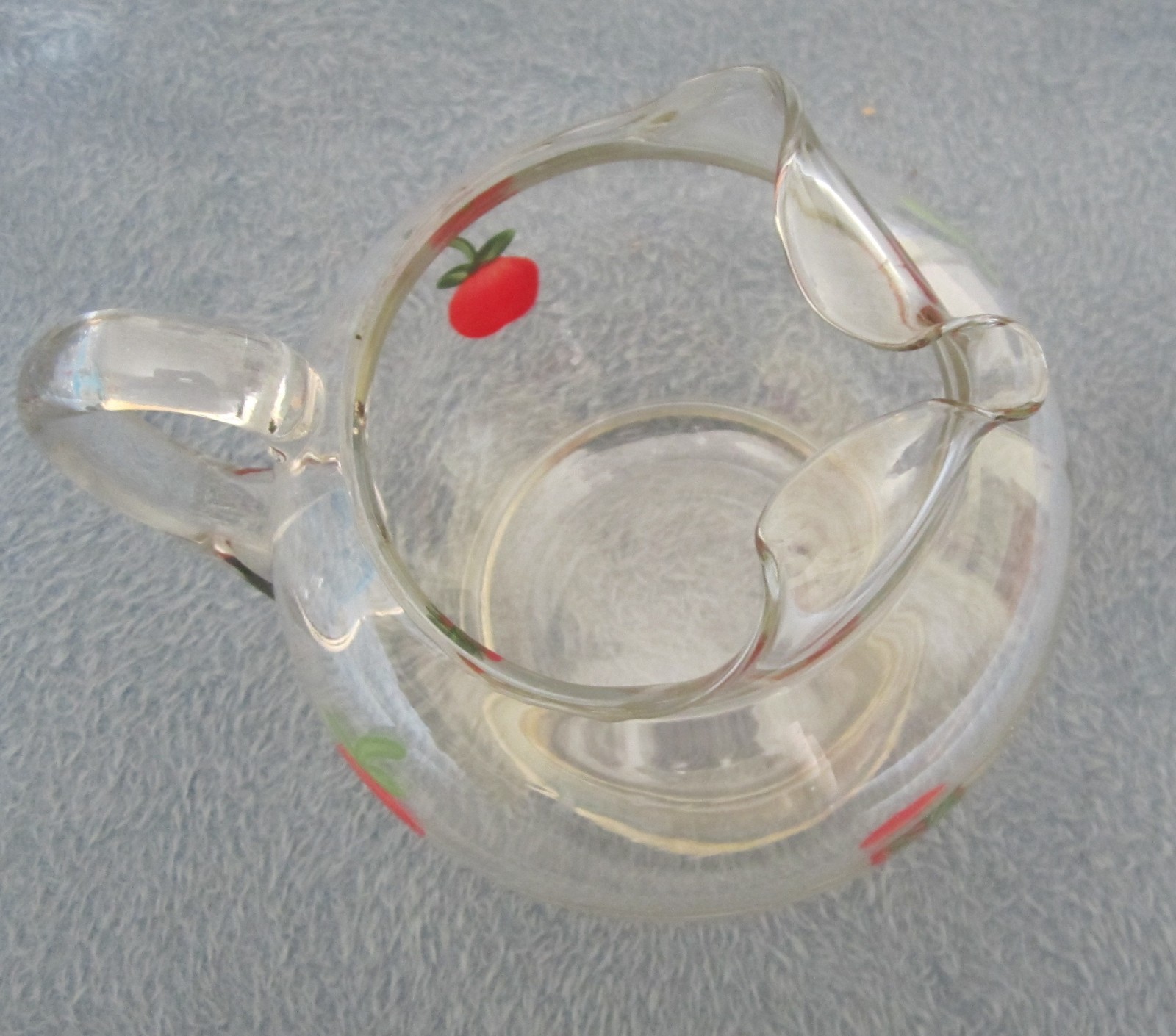 Apple/Cherry? Pitcher & 4 Juice Glasses Home Decor Hand Painted?