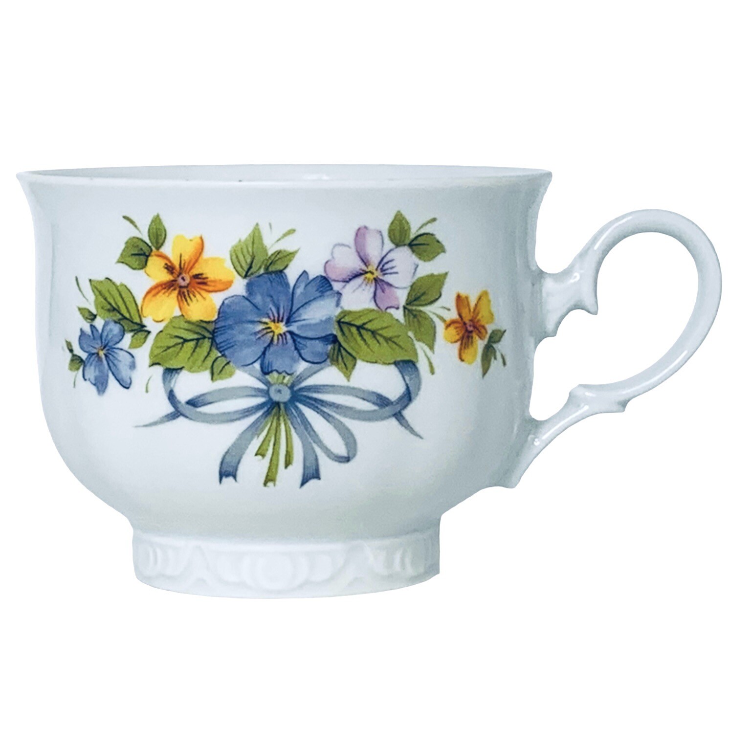 VTG Mitterteich Mulitcolored Flowers Embossed Porcelain Footed Cup Germany NEW