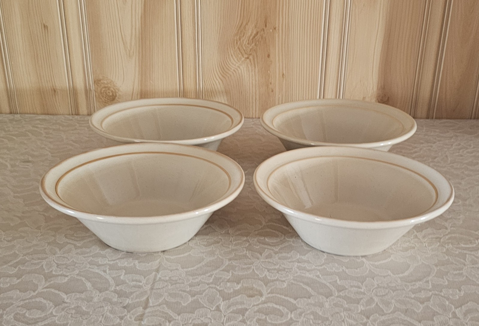 Prairie Golden Wheat By Interiors Stoneware Soup Cereal Bowls Set of 4 Beige