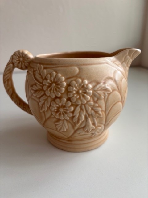 Arthur Wood Victory 30 Made In England Art Deco Pitcher Jug Beige Floral Vintage